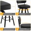 Bekrvio Swivel Bar Height Stools Set of 3, Upholstered Faux Leather Barstools with Back, 29" Seat Height Tall Bar Stools for Kitchen Counter, Black Wood Frame, Black view 3