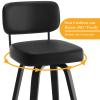 Bekrvio Swivel Bar Height Stools Set of 3, Upholstered Faux Leather Barstools with Back, 29" Seat Height Tall Bar Stools for Kitchen Counter, Black Wood Frame, Black view 4