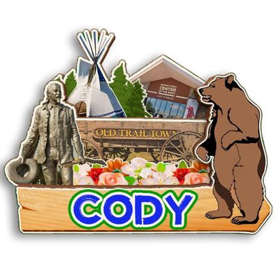Cody Wyoming USA Wooden 3D Fridge Magnet City Travel Souvenir Cute Refrigerator Stickers Home Kitchen Decoration