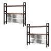 1/2PCS Metal Desktop Bookcase For Computer Desk - 2-Tiers Desktop Bookshelf, Adjustable Wood Display Rack Organizer, Desktop Bookshelf Organization Rack, For Dorm Office Decor(Black,2PCS-95x20x98cm) view 1