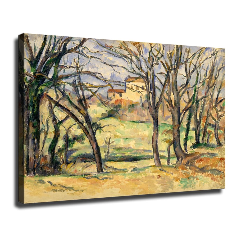 Paul Cezanne Wall Art - Trees And Houses - Nature Classic Post Impressionism Poster Canvas Image Printing Wall Art Decor Aesthetics Living Room Bedroom Home Background Famous Paintings Printmaking (12x18inch-Farmed)