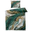 zcwl Green and Gold Marble Duvet Cover Twin Size | Modern Bedding Set | 2 Piece | Soft Microfiber Patterned Comforter Cover with Zipper Ties & 1 Pillowcase | Abstract Bedroom Decor view 1
