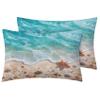 zcwl Coastal Beach Duvet Cover Twin Size | Ocean Wave Bedding Set | 2 Piece | Soft Microfiber Patterned Comforter Cover with Zipper Ties & 1 Pillowcase | Starfish Seashells Bedroom Decor view 2