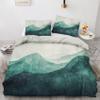 zcwl Mountain Landscape Duvet Cover Queen Size | Dark Green and Teal Bedding Set | 3 Piece | Soft Microfiber Patterned Comforter Cover with Zipper Ties & 2 Pillowcases | Abstract Bedroom Decor view 1