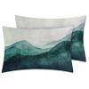zcwl Mountain Landscape Duvet Cover Queen Size | Dark Green and Teal Bedding Set | 3 Piece | Soft Microfiber Patterned Comforter Cover with Zipper Ties & 2 Pillowcases | Abstract Bedroom Decor view 2