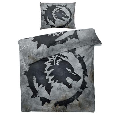 zcwl Wolf Duvet Cover Twin Size | Viking Bedding Set | 2 Piece | Soft Microfiber Patterned Comforter Cover with Zipper Ties & 1 Pillowcase | Medieval Bedroom Decor