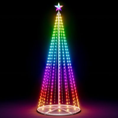 Danshinro 6FT LED Smart Christmas Tree - Outdoor & Indoor Lighted Christmas Tree Decorations Indoor Christmas Cone Tree App Control Color Changing Light for Yard & Garden