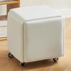 SUSEHXD 5 in 1 Nesting Ottoman Cube Chair, Stackable Sofa Chair Stools, Leather Square Ottoman Bench, Foot Stool with Wheels for Living Room, Dining Room(White,Small) view 1