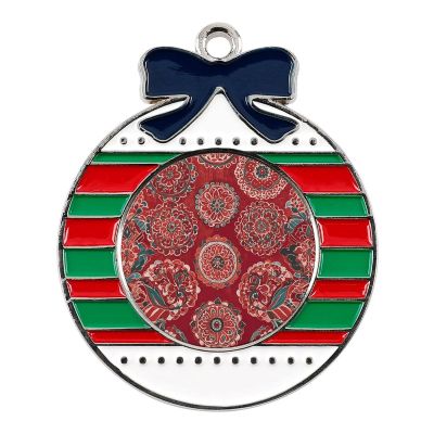 Christmas Ornament Indian Traditional Patterns Hanging Ornament Christmas Charms Pendants Alloy Charms Christmas Pendant Crafts for Christmas Tree Decorations Supplies Circular