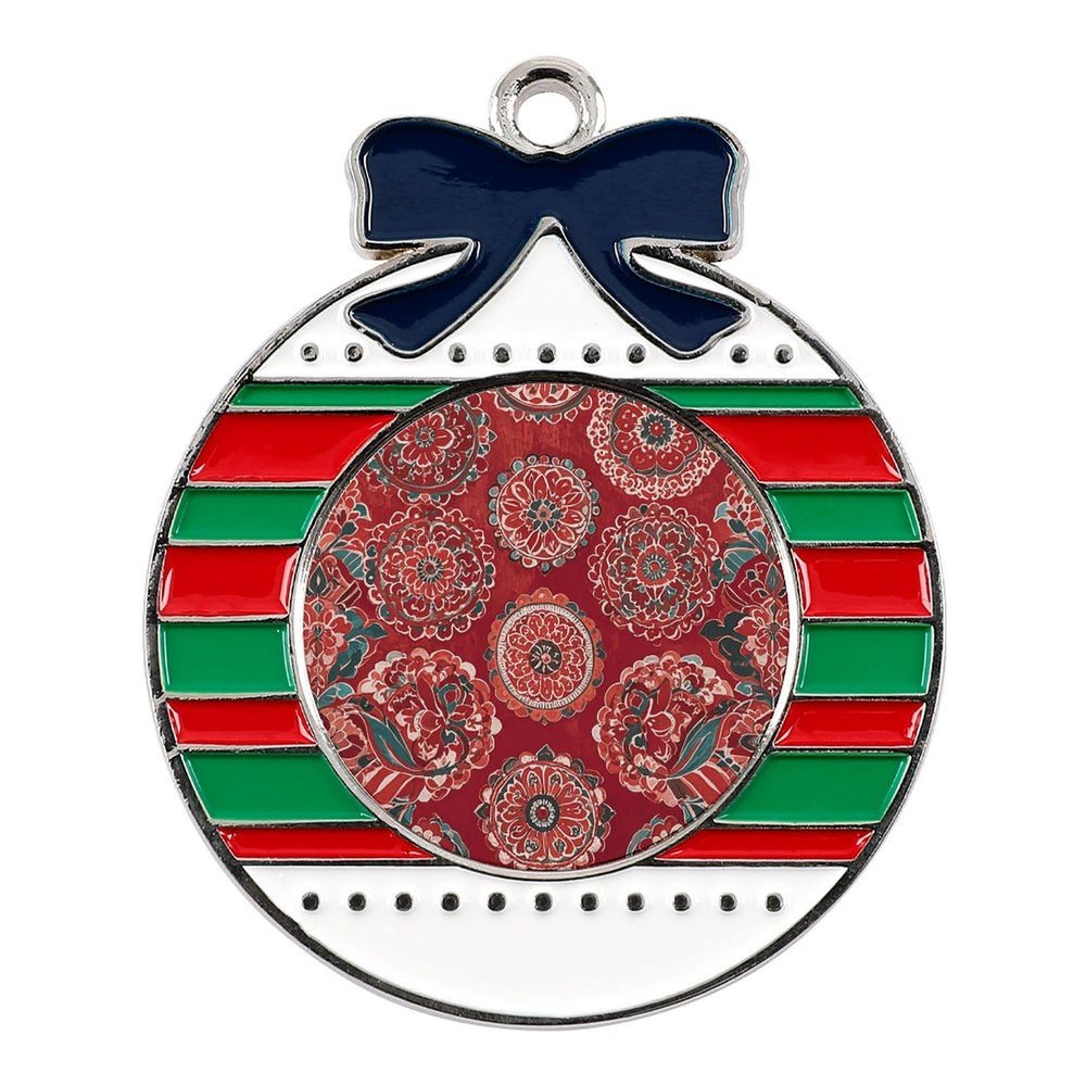 Christmas Ornament Indian Traditional Patterns Hanging Ornament Christmas Charms Pendants Alloy Charms Christmas Pendant Crafts for Christmas Tree Decorations Supplies Circular