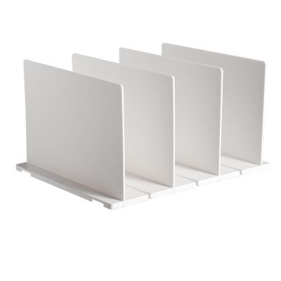 flexman Adjustable Shelf Divider for Closet, White Sturdy Plastic Vertical Handbag Separator for Cabinets, Wardrobes, Desktop Storing Bags, Scarves, Hats, Purses, Office Supplies