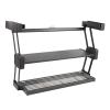 VSKXFDDB Kitchen Organizer Kitchen Pull Down Wall Cabinet Storage Organizer, 2-Tier Pull-Down Dish and Spice Rack System, Fold Pull Down Shelf Brackets Holds Seasoning Jars, Bottles, Shakers, Black view 3