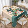 WHJYMX Square Decorative tablecloths 54"x54" Coffee Table Cloth Washable and Reusable for Dining Table, Coffee Table Cartoon Small Green Plant Printing view 1