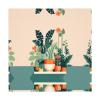 WHJYMX Square Decorative tablecloths 54"x54" Coffee Table Cloth Washable and Reusable for Dining Table, Coffee Table Cartoon Small Green Plant Printing view 4