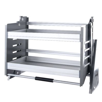Kitchen Organizer Spice Racks Kitchen Organizer 2 Tier High Cabinet Pull Down Shelf, Aluminum Drop Down Shelving System for Upper Cabinet Width 22-34.2, Bear 20kg, 4 Bearing Weight Settings, W26.2*H2