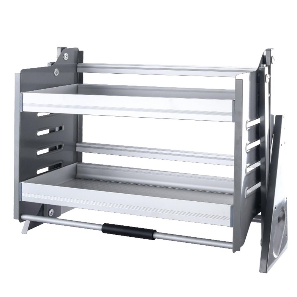 Kitchen Organizer Spice Racks Kitchen Organizer 2 Tier High Cabinet Pull Down Shelf, Aluminum Drop Down Shelving System for Upper Cabinet Width 22-34.2, Bear 20kg, 4 Bearing Weight Settings, W26.2*H2