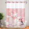 BOSIJOY No Hook Shower Curtain with Snap in Liner Set,Winter Christmas Polar Bear Penguin Waterproof Fabric Shower Curtains Arctic Snowy Scene Pink Double Layer Bath Curtain for Bathroom,36Wx72L view 1