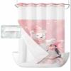BOSIJOY No Hook Shower Curtain with Snap in Liner Set,Winter Christmas Polar Bear Penguin Waterproof Fabric Shower Curtains Arctic Snowy Scene Pink Double Layer Bath Curtain for Bathroom,36Wx72L view 2