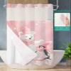 BOSIJOY No Hook Shower Curtain with Snap in Liner Set,Winter Christmas Polar Bear Penguin Waterproof Fabric Shower Curtains Arctic Snowy Scene Pink Double Layer Bath Curtain for Bathroom,36Wx72L view 3