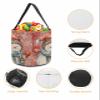 ZFUNCING 2 Pieces Halloween Trick or Treat Candy Bags,Merry Christmas Winter Snowman Holly Reusable Goody Bucket Collapsible Candy Tote Bag for Holiday Gift Basket Party Favor,White Snowflake on Red view 3