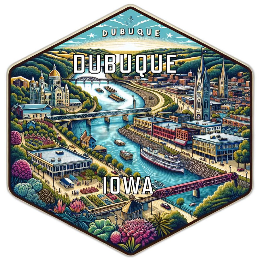 Dubuque Iowa Souvenir Travel Destination Die Cut Hexagon Decorative Flat Magnet 2-Inch