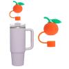Orange Soft Silicone Straw Covers Cap Lovely Reusable Drinking Straw Tips Lids Portable Cute Straw Toppers Dust Proof Straw Protectors Plugs for Tumblers, for 10mm view 1