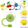 Orange Soft Silicone Straw Covers Cap Lovely Reusable Drinking Straw Tips Lids Portable Cute Straw Toppers Dust Proof Straw Protectors Plugs for Tumblers, for 10mm view 2