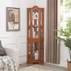 Lighted Corner Display Curio Cabinet, 5-Tier Curio Showcase Floor Stand Collection Art Display Case with Adjustable Glass Shelves, Corner Curio Storage Rack with Bulb, for Living Room, Bedroom, OAK view 3