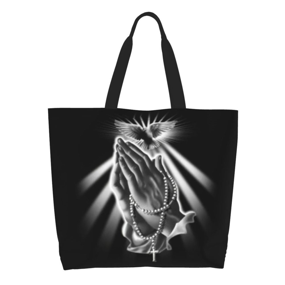 YSBYEIU Cross Tote Bag for Women Men Christian Tote Bags with Pockets Jesus Reusable Bag for Shopping, Beach, Travel