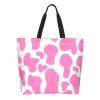 YSBYEIU Cute Cow Print Tote Bag for Women Men Cow Print Bags Reusable Grocery Shopping Bag for Travel, Work, Beach Gym view 1