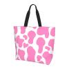 YSBYEIU Cute Cow Print Tote Bag for Women Men Cow Print Bags Reusable Grocery Shopping Bag for Travel, Work, Beach Gym view 3