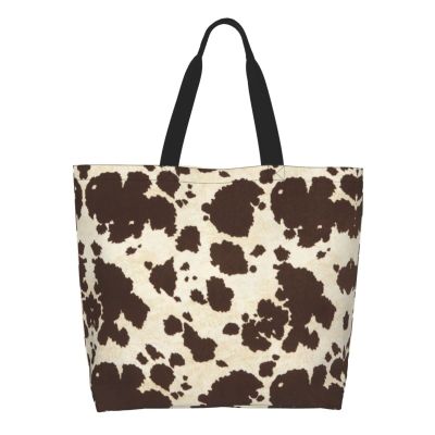 YSBYEIU Cute Cow Print Tote Bag for Women Men Cow Print Bags Reusable Grocery Shopping Bag for Travel, Work, Beach Gym