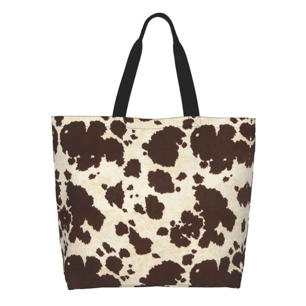 YSBYEIU Cute Cow Print Tote Bag for Women Men Cow Print Bags Reusable Grocery Shopping Bag for Travel, Work, Beach Gym
