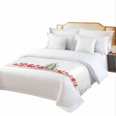 Debedcor Bed Runner Scarf Protector Slipcover Bed, Christmas Gnomes Bed Runner Decorative Bed End Scarf, 102 x 20 Inches Rustics Santa Xmas Trees Gifts Bed Scarf Throws for Foot of Bed