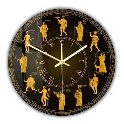 Timethink 12 Inch Twelve Olympian Gods Greek Mythology Wall Clock, Silent Non Ticking Quartz Wall Clock Vintage Ancient Greek Gods Olympians Decor Wall Watch Clock for Bedroom Living Room Kitchen
