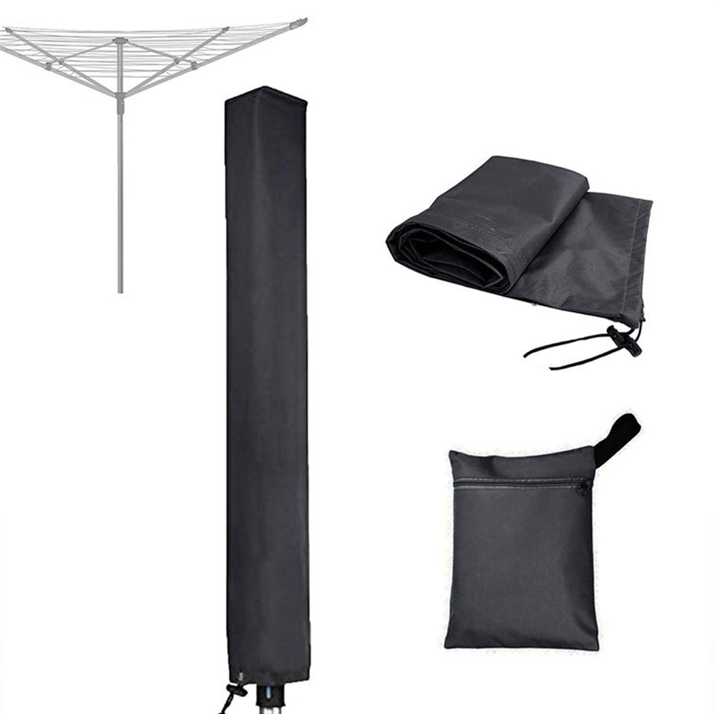 ZXINGCHI Rotary Clotheslines Cover Outdoor 600D Oxford Fabric Laundry Drying Rack Clothes Drying Rack Cover Full Length Zip Closure for Garden Yard Laundry Drying Rack(Black,71x6x6inch)