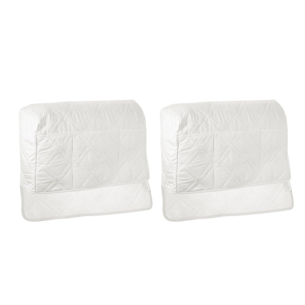 uxcell 2 Pack Sofa Armrest Organizer Non-Slip Armchair Caddy Waterproof Couch Armrest Cover with Side Pocket for Magazines TV Remote, Beige