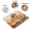 2 Pack Dish Drying Mats,Thanksgiving Harvest Pumpkin Squirrel Super Absorbent Microfiber Dishes Drainer Mat Sunflower Lattice Wood Barn Reversible Drying Rack Pads for Kitchen Counter Sink view 2
