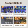 HFTUW Modern Wall Mounted Wine Rack w/LED Light, Metal Wall Bar Shelves Wall Mounted w/Glass Holder, Large Liquor Shelf for Liquor Bottles for Home Bar & Dining Room(Gold-Yellow Led, 79in/200cm) view 4