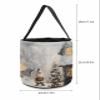 Halloween Trick or Treat Candy Bag,Christmas Gnome Snowy House Oil Painting Candy Tote Bag Reusable Portable Candy Bucket,Xmas Tree Forest Snow Scene Goody Bags with Handle for Party Gift Basket view 2