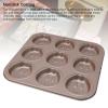 AUNMAS Muffin Pan Animal Cupcake Tray, Non Stick Baking Pan for DIY Home Cake Chocolate Pudding, Bunny Design, 9 Cup, Oven Safe Easy Release view 3