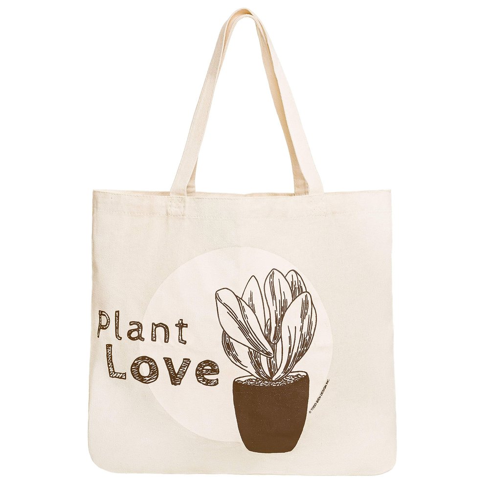 Canvas Tote Bag with Floral and Plants Design, Heavy Duty Gusseted, 100% Cotton, for Shopping, Grocery, Beach, Gym, Laptop(PT-Love)