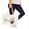 Canvas Tote Bag with Floral and Plants Design, Heavy Duty Gusseted, 100% Cotton, for Shopping, Grocery, Beach, Gym, Laptop(PT-Love) view 3