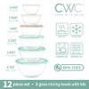 COOK WITH COLOR 12 Pc Glass Mixing Bowl Set with Lids  Borosilicate Glass Nesting Bowls for Cooking, Baking and Meal Prep, Mint view 2