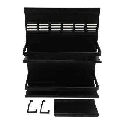 Multilayer Rack Organizer Wall Mounted, Space Saving, Easy Access, Aluminum Alloy for Kitchen (Black)