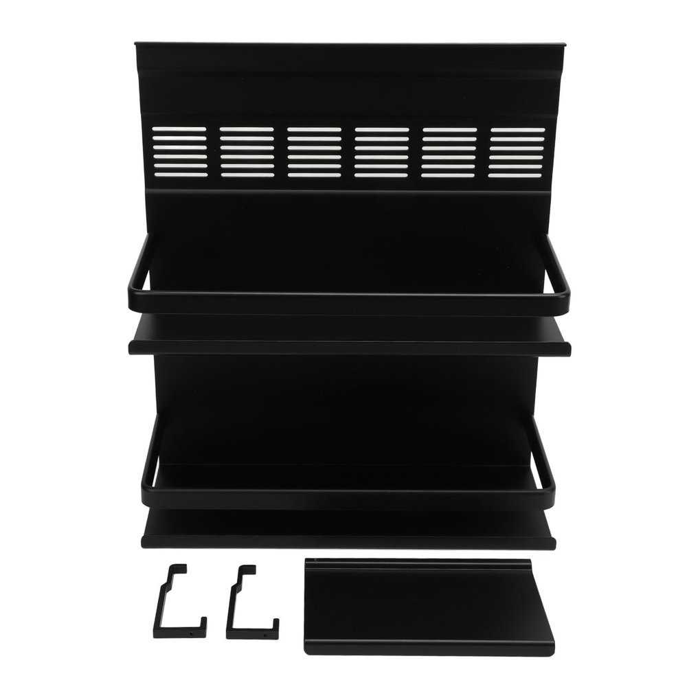 Multilayer Rack Organizer Wall Mounted, Space Saving, Easy Access, Aluminum Alloy for Kitchen (Black)