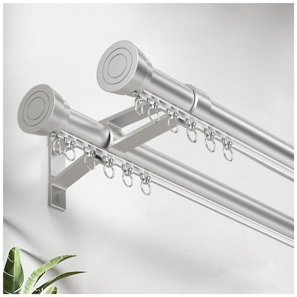 Dual Track Ceiling Curtain Track, Roman Rod Aluminum Alloy Curtain Track, Room Divider Curtain Rods, For Curtain Rod Bunk Bed Bay Window Rv Curtain Track(B-Gray,1.4 M/4.6 FT)