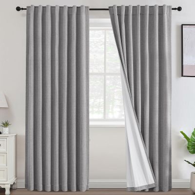 100% Blackout Curtains Linen Textured Curtains 84 Inch Long for Living Room Thermal Insulated Nursery Curtains Soft Chenille Linen Textured Neutral Rustic Farmhouse, 52" W x 84" L, Dove(Not Solid)