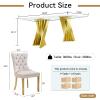 Henf 5 Piece Glass Dining Table Set with 4 Tufted Dining Chairs, Kitchen Table and Chairs Set for 4, 70'' Dining Room Table with Gold Stainless Steel Base, Tempered Glass Top Dining Table Set for 4 view 4