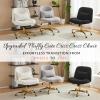 VINGLI Wide Criss Cross Legged Office Chair,Buttprint Ergonomic Desk Chair Comfy with Pillow&Gold Base,Dual-Use with/no Wheels,Adjustable Vanity Swivel Chair for Bedroom,Home Office,Teddy Fleece,Black view 3
